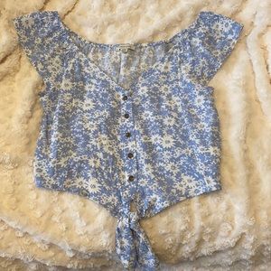 light blue floral shirt